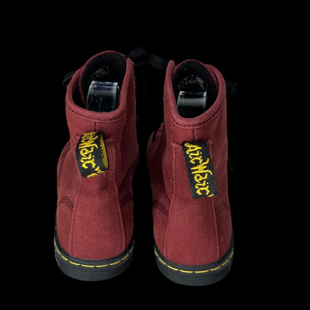 Doc Martens Women’s Shoreditch Burgundy Red Canvas Fabric Combat Boots Size 6 - Picture 3 of 5